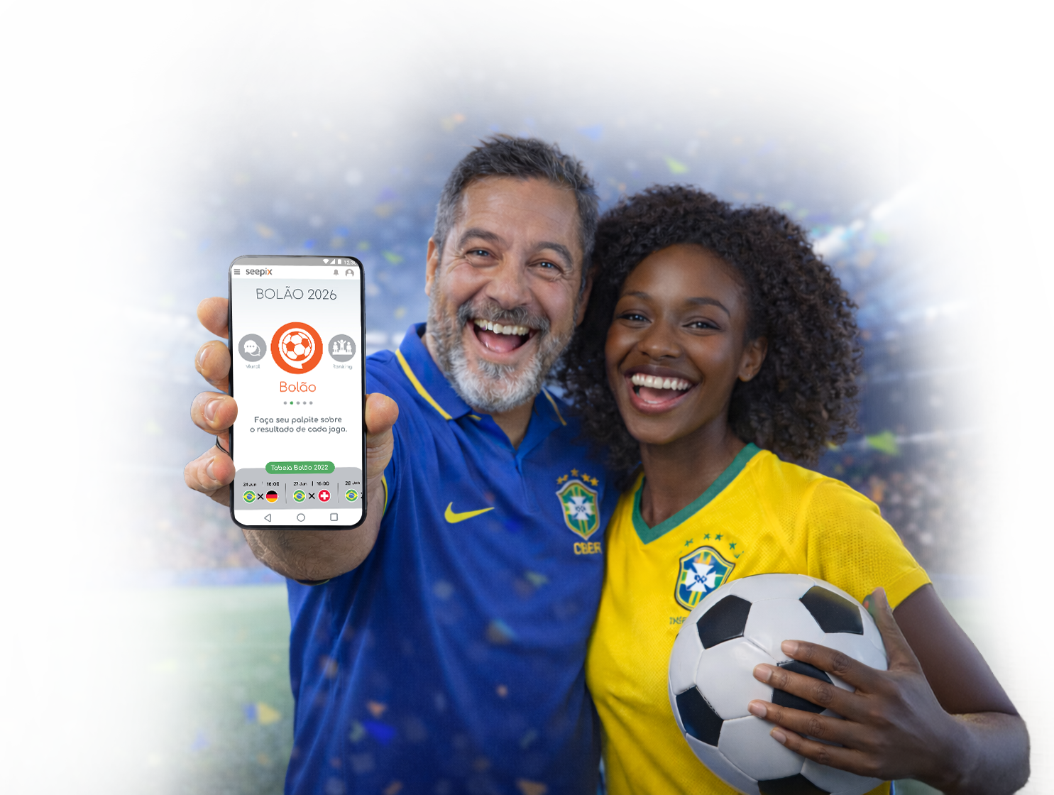 Interface do sistema do bolão corporativo 2026